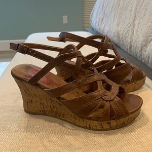 Strappy Brown Wedge Sandals